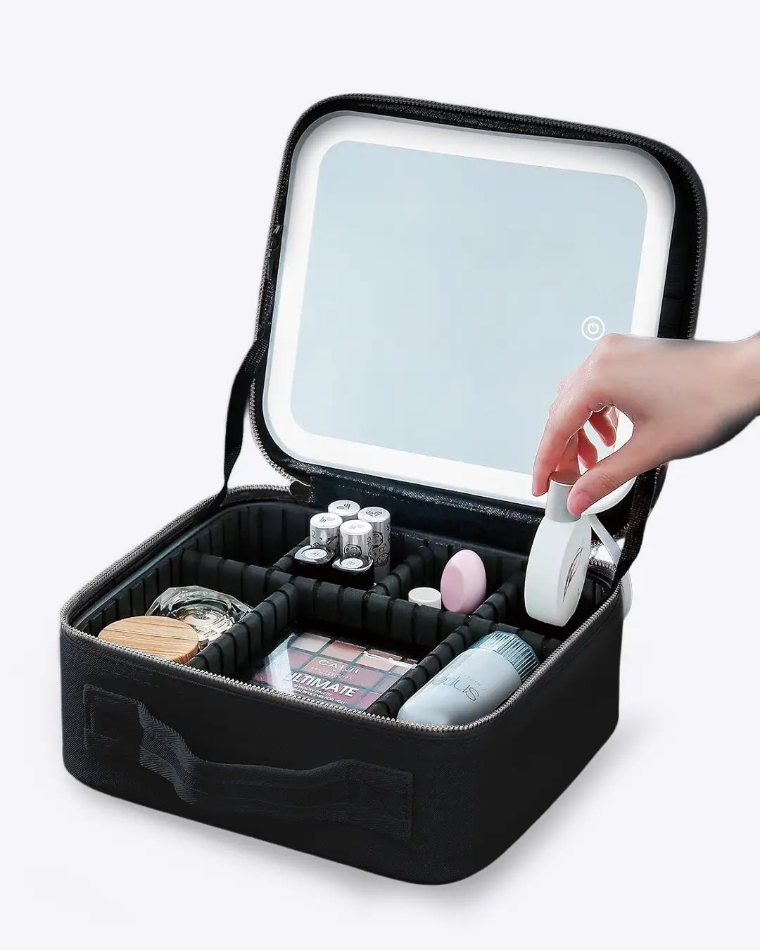 NOBL Travel Beige LED Travel Makeup Case with Touch Sensor Mirror and Rechargeable Battery