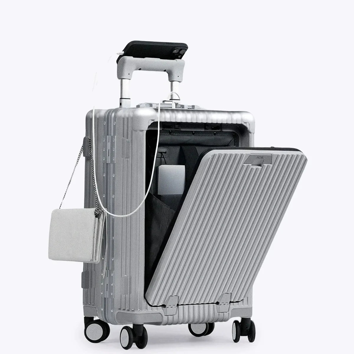 NOBL carry-on with a second bag attached to its side hook