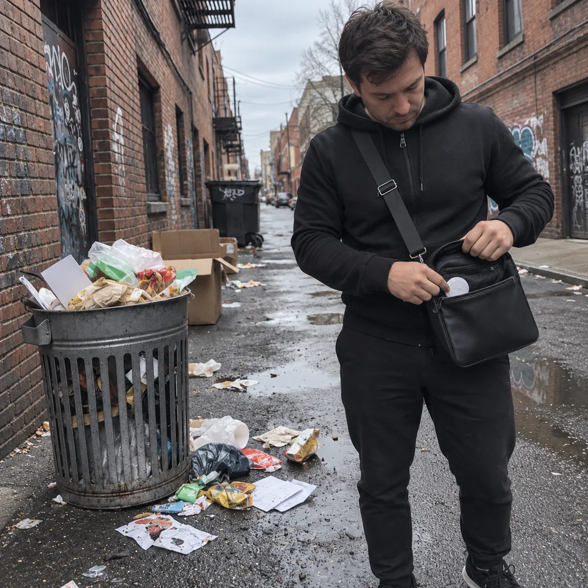 Traveler placing NOBL Air™ inside a bag pocket