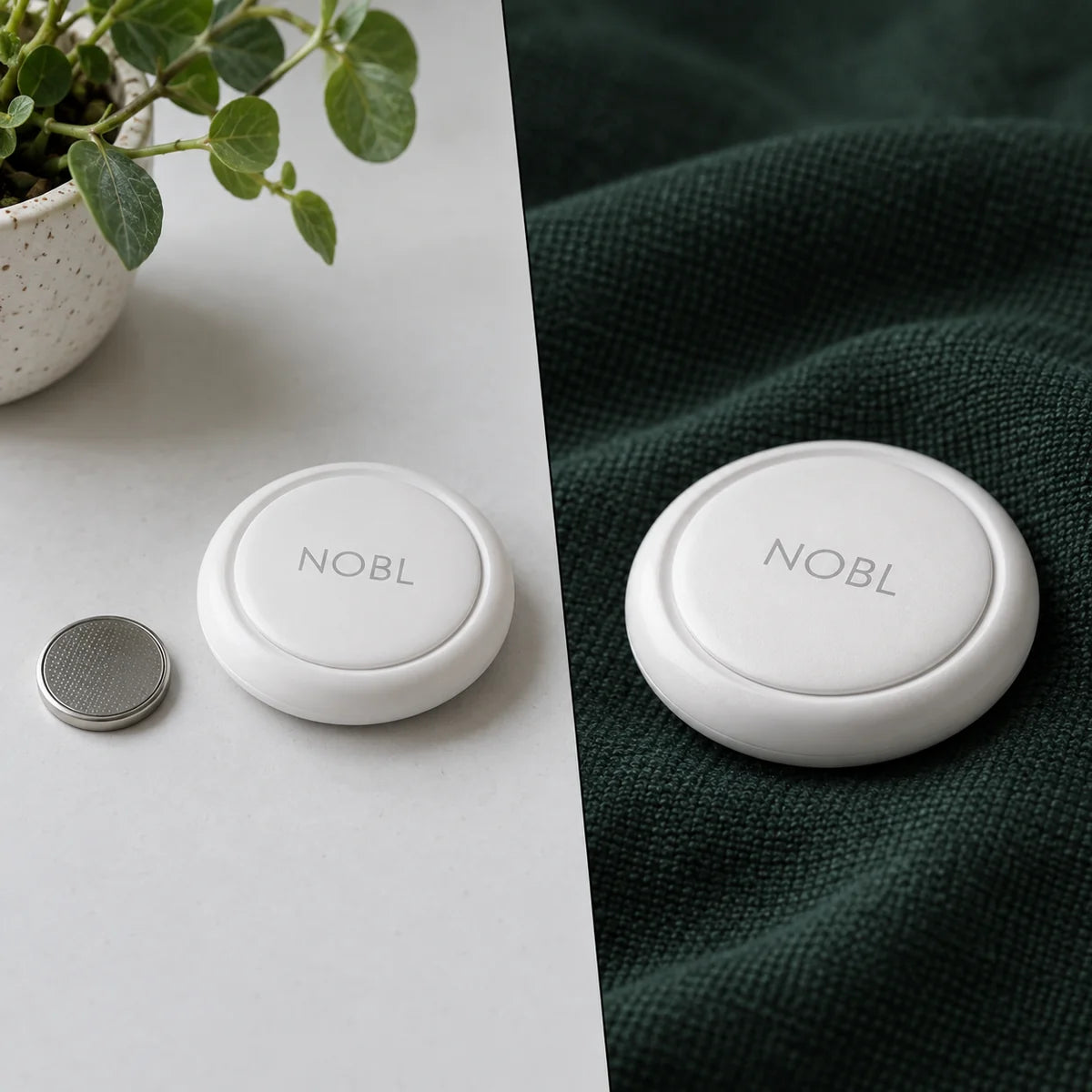 NOBL Air™ and a replacement battery on a tabletop