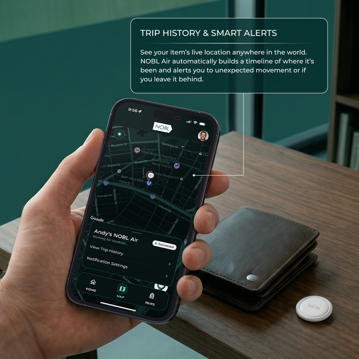NOBL Air trip history and smart alerts