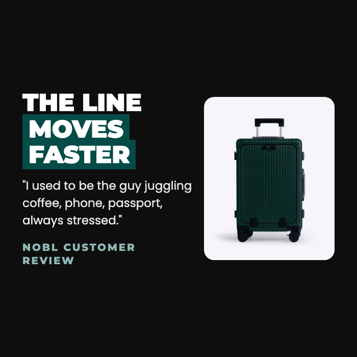 NOBL customer review beside the Carry-On