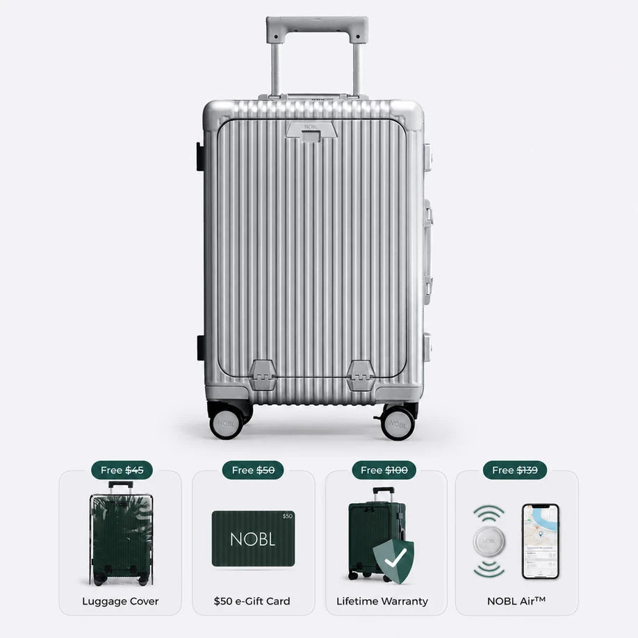 Silver NOBL Carry-On with four free gifts