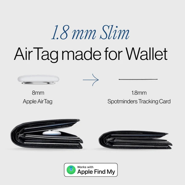 Thickness comparison between AirTag and Spotminders card
