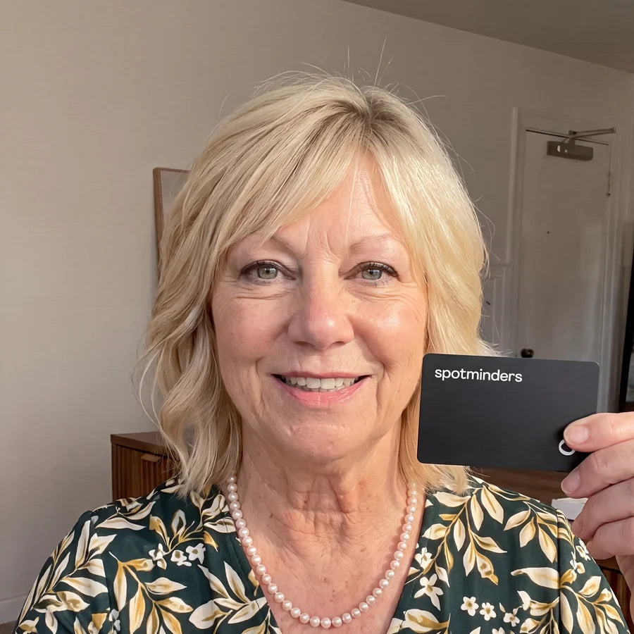 Susan Miller happy with her Spotminders tracking card
